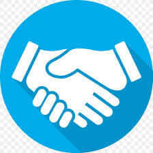 Handshake icon representing collaborations and partnerships.